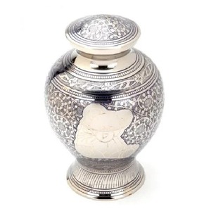 Urnes funéraires en laiton de haute qualité avec gravure étain noir et bleu ciel couleur urnes funéraires en métal fini pour cendres humaines - Product Image 6