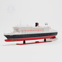 C028 - OMH Handgefertigtes Bemaltes Zedernholz-Modellschiff Queen Mary 2 Sammlerstück Tischdekoration Geschenk 101,6Lx14Bx33H cm