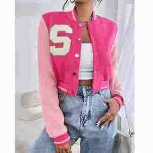 Nouvelles vestes tendance pour femmes coupe sur mesure, logos personnalisés et combinaisons de couleurs vives Veste universitaire pour femmes de qualité supérieure - Product Image 1