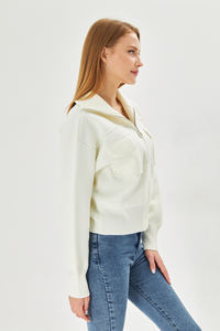 Abrigo Corto Casual para Mujer, Tejido de Punto con Cierre, Cómodo para Uso Diario, con Capucha, Elegante y Confortable - Product Image 3