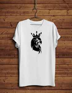 T-shirt en coton velours côtelé batik denim personnalisé écologique pour hommes T-shirt Majestic Eagle King avec appliques Style d'été - Product Image 1
