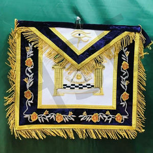 ผ้ากันเปื้อนฟรีเมสันปักมือพร้อมพู่สีทอง ชุดเครื่องราชอิสริยาภรณ์ Purple Lodge - Product Image 1