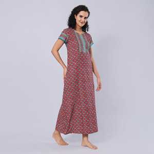 Evolove Women's Super Soft Comfortable Viscose Liva Maxi Night Gown Buttoned <b>Long</b> Nighty Dress with Pocket for Home Use - Product Image 3