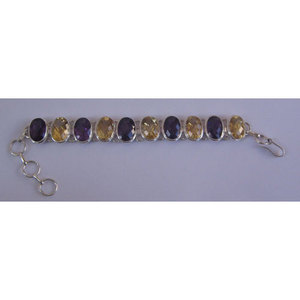 Bracelet Shah Gems en argent sterling 925 pour homme et femme, cristaux naturels d'améthyste et de citrine - Product Image 1