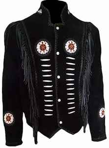 Chaqueta de cuero de vaca con flecos y cuentas para hombre, alta calidad, estilo occidental, vaquero, estilo Águila, Original - Product Image 6