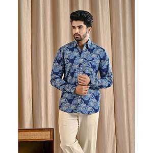 Chemise décontractée en coton à imprimé floral et à pois bleus, 100% popeline, manches longues, tailles XL à 6XL, ODM Fashion - Product Image 3