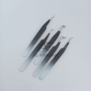 Pince à cils en acier inoxydable durable avec logo personnalisé, 5 pièces avec boîte à cartes, pince à cils à pointe en fibre - Product Image 3