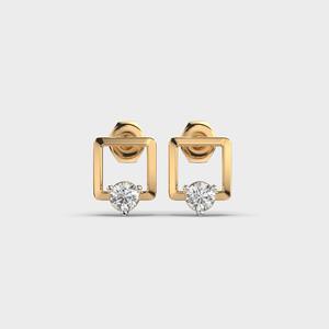 Pendientes de Diamantes Geométricos Cuadrados Cultivados en Laboratorio para Mujer, Joyería Personalizada en Oro Blanco/Rosa/Amarillo de 18K - Product Image 5