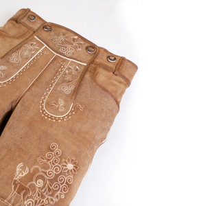 Lederhosen authentique en cuir véritable brun ombré de style Trachten pour hommes, Lederhosen en daim de chèvre pour hommes - Product Image 5