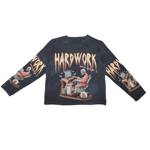 Premium DTG Printed Unisex Cotton Crewneck Fleece Sweatshirt Custom Logo Streetwear Anti-shrink 370g Vintage Style Men Winter - Product Image 1