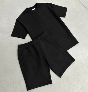 Ensemble de t-shirts et shorts en coton respirant d'été personnalisable pour hommes vente en gros de tissus épais et doux tissage tricoté décontracté - Product Image 2