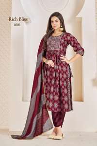 Pantalón Kurti de seda viscosa pura de colección Premium con Dupatta con bordado pesado Fabricante de Surat a precio económico - Product Image 2