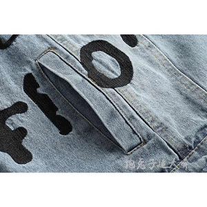 Vestes en jean baggy d'hiver pour femmes, manteau en jean décontracté personnalisé avec rembourrage en coton et décoration brodée - Product Image 4