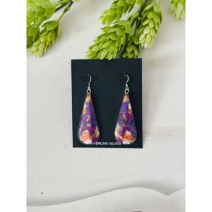 Navajo Handmade Purple Mohave Turquoise & Sterling <b>Silver</b> Drop <b>Earrings</b> Water Drop Shape <b>Dangle</b> Design - Product Image 1