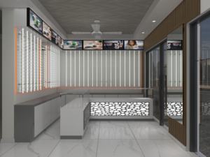 Présentoir mural élégant de lunettes de soleil en acrylique et en bois tournant avec du verre pour la vente au détail et la publicité - Product Image 2