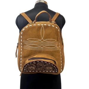 Elegant Brown Genuine Leather Eco-Friendly Bohemian Travel <b>Backpack</b> for Women Handmade OEM Factory Supply Made in India - Product Image 4