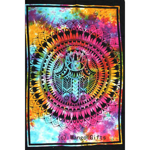 Lote al por mayor de tapices tie-dye bohemios hippie para colgar en la pared, decoración abstracta de algodón, póster navideño para exteriores y dormitorios con cuerda - Product Image 1
