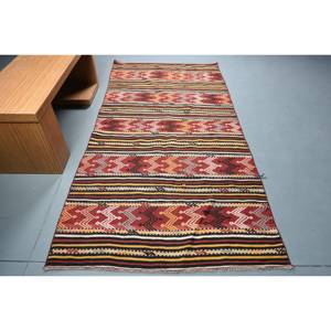 Alfombra turca clásica de área grande tradicional Rojo Negro 4,2x8,2 pies respaldo de látex de lana Patchwork para adolescentes pasillo rectangular 10mm - Product Image 1