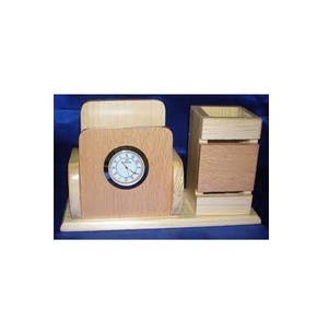 Porte-stylo en bois, boîte de rangement de papeterie, porte-stylo avec montre, organisateur de bureau de Table en bois, vente en gros - Product Image 2