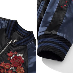 แจ็คเก็ตวาร์ซิตี้คุณภาพสูง คอตั้ง แจ็คเก็ตบอมเบอร์บางสำหรับฤดูหนาว สไตล์ไฮสตรีท ราคาขายส่ง แจ็คเก็ตผ้าซาตินสำหรับผู้ชาย - Product Image 6