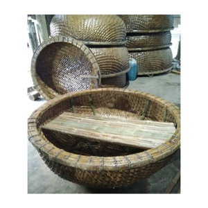 Barco de bambú natural/Mini barco de pesca coracle de bambú 100% bambú pintado ecológico de Vietnam para la decoración de centros turísticos - Product Image 3