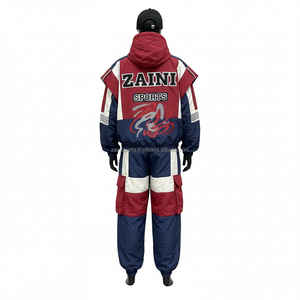 Conjunto de cortavientos para mujer, tela de nailon y poliéster, bloque de Color, granate, azul marino, blanco, logotipo personalizado, diseño de transferencia de calor, cortavientos de talla grande - Product Image 2