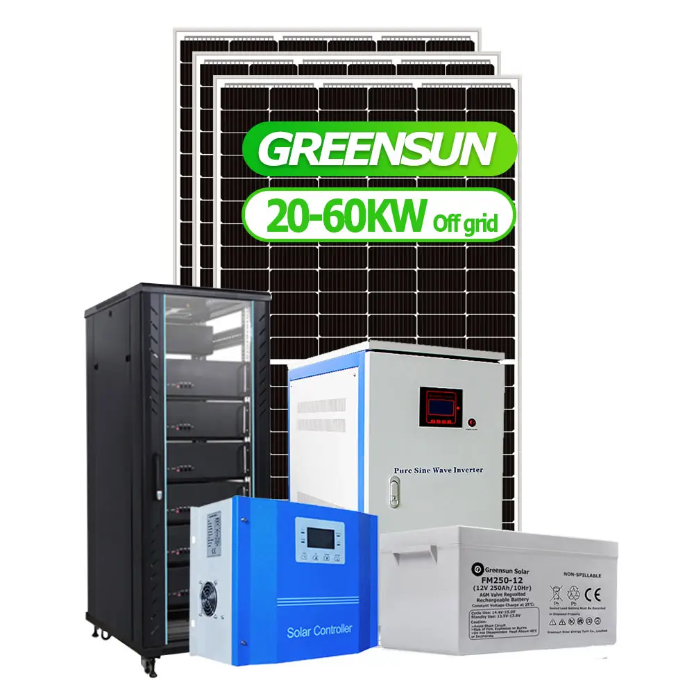 Greensun Solar Lighting Energy Systems Power 20Kw 30Kw 40Kw 50Kw Kit completo sistema solare Off Grid