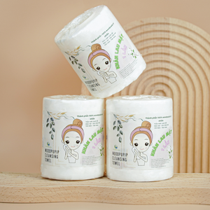 Rouleau de serviettes jetables Kawaii 10x15cm, 100 feuilles, serviettes sèches pour le démaquillage et les soins du visage - Product Image 1