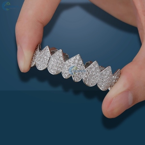 Premium Moissanite Custom Grillz Top & 8 Bottom Iced Out Grillz VVS1 Moissanite 10K Solid White Gold Hip Hop Grillz Pour Hommes - Product Image 3