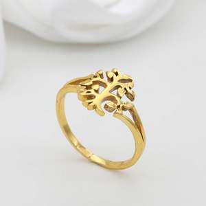 Brass Tree <b>Ring</b> 18k Gold Plated Spiritual Delicate <b>Open</b> Band Wholesale <b>Ring</b> For Women - Product Image 4