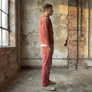 Chándal Vintage Personalizado al por Mayor, Grueso, Ecológico, Lavado Ácido, para Hombre, con Costuras Deshilachadas, Sudadera con Capucha y Cremallera Completa, Pantalones Deportivos - Product Image 5