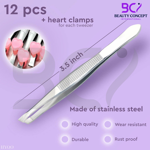 Pinzas de Acero Inoxidable con Punta Inclinada Personalizadas para Eliminar Vello Encarnado y Fino, Pinzas para Cejas de Mujer - Duraderas - Product Image 2