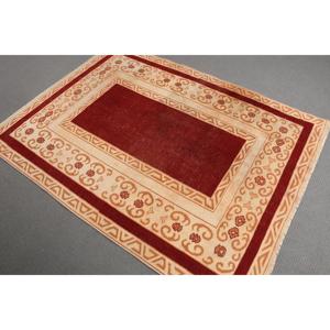 Turkish Rug, 4.5x6.1 ft Vintage Rug, Red <b>Brown</b> Floral <b>Wool</b> Rug - Product Image 1