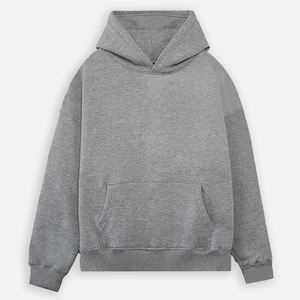 Sweat à capuche surdimensionné pour homme, gris uni, 100 % coton, doublé, anti-boulochage, avec logo personnalisé, collection hiver 2026, le plus vendu - Product Image 1