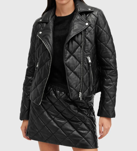 Chaqueta de cuero de piel de oveja auténtica para mujer, chaquetas de estilo de chaqueta de cuero negro suave y fina de alta calidad para mujer - Product Image 4