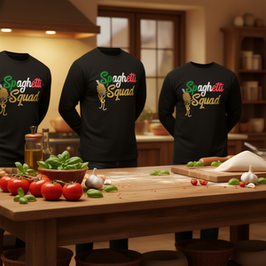 Camiseta de manga larga del equipo de cocina italiana Spaghetti Squad, ropa promocional del grupo Noodle Pasta Crew - Product Image 3