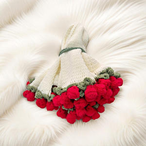 2025 Hot Style Handmade Red Rose Crochet Flower <b>Bouquet</b> Blanket New Design for Home Decoration and Holiday Gifts - Product Image 3