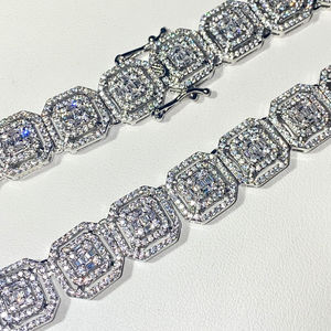 Chaîne en moissanite à maillons cubains personnalisée pour hommes, coupe ronde brillante, testeur de diamant, style hip-hop glacé, colliers en moissanite - Product Image 2