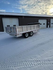 Used Gooseneck Dump Trailer 81.5x14' Hydraulic Jack Aluminum Ramps <b>Tarp</b> Pump GVWR 9990 5200lb Axles High Productivity Durable - Product Image 4