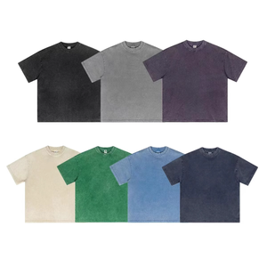 เสื้อยืดผู้ชายสไตล์วินเทจ ผ้าฝ้ายถัก 100% ล้างสีแบบแอซิด คุณภาพสูง แห้งเร็ว เป็นมิตรกับสิ่งแวดล้อม ลายเรียบ - Product Image 5