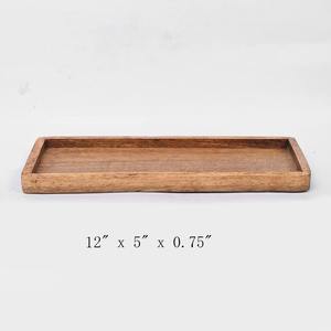 Plato para servir de madera de mango con borde elevado-Juego de 3 para exhibir frutas - Product Image 4