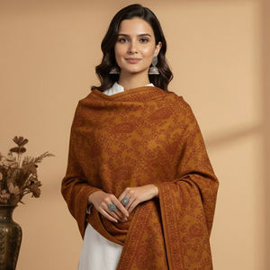 Traditional Kullu Handcrafted Breathable Woolen <b>Shawl</b> with Elegant Motif Design Warm Travel and Casual Wear <b>Women's</b> - Product Image 6