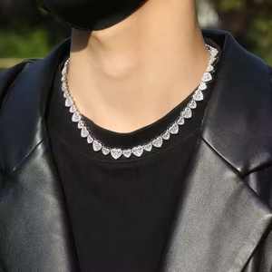 Iced Out 925 Argent Moissanite diamant teenis Collier Hip Hop Bijoux 12mm Coeur Forme Tennis Collier \ Chaîne pour les femmes - Product Image 2