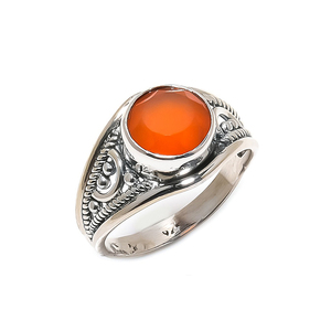 Bagues unisexes en argent sterling massif 925 faites à la main magnifique cornaline orange serti de pierres précieuses pour les fiançailles de mariage - Product Image 2