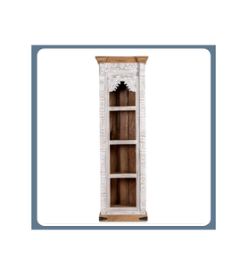 Estantería tallada de madera de mango puro 100% de diseño moderno tradicional de calidad superior, ventana de arco, exhibición de libros antiguos para la escuela - Product Image 3