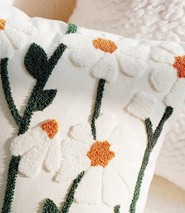 Flower Embroidered <b>Throw</b> Pillows <b>Covers</b> 18x18 - Product Image 1