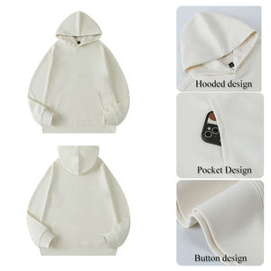 Sudadera con Capucha de Invierno de Alta Calidad, Tejida a Crochet, 100% Algodón, con Logotipo Personalizado, Unisex, Negra, Gruesa, para Hombre - Product Image 4