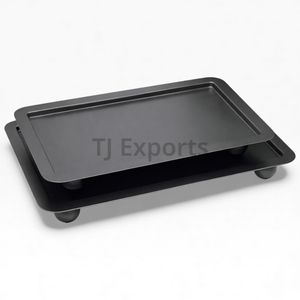 Plateau de service rectangulaire surélevé en métal noir pour chocolat avec base solide pour une présentation haut de gamme - Product Image 1