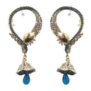 Kriaa Pendientes colgantes finos Azul Piedra austriaca Ear Cuff 1300518 - Product Image 1