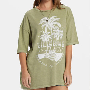 Camiseta personalizada de alta calidad para mujer, camiseta de manga corta con estampado de corona informal de algodón 100%, tela de punto rosa fuerte con impresión Digital - Product Image 2